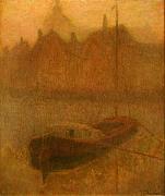 Henri Le Sidaner Boat on the Canal oil on canvas